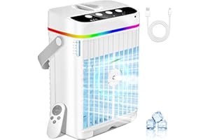 AJVV Climatiseur Mobile, Air Conditioner Portable Climatiseur Mobile Sans Evacuation, 4 en 1 climatiseurs portables avec Télécommande, Modes de Brume, Minuteries,LED 7 Colorées pour Maison, Bureau, Voyages