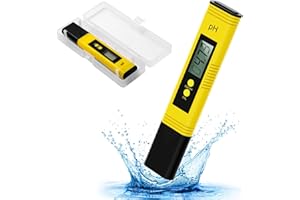 GlasFlength Cyfrowy miernik PH, cyfrowy tester jakości wody LCD zakres pomiarowy do 0-14 PH 0,01 PH Przenośny miernik PH do basenów akwariowych Funkcja automatycznej kalibracji (żółty)