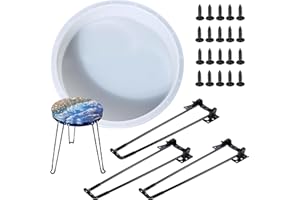 Attuslla Stampo Rotondo in Silicone in Resina, 30,5 cm Stampi in Silicone per Resina, Grande Stampo da Tavolo in Resina con 3 Pz Gamba a Forcella per Tavolo, Grande Vassoio, Decorazione Domestica