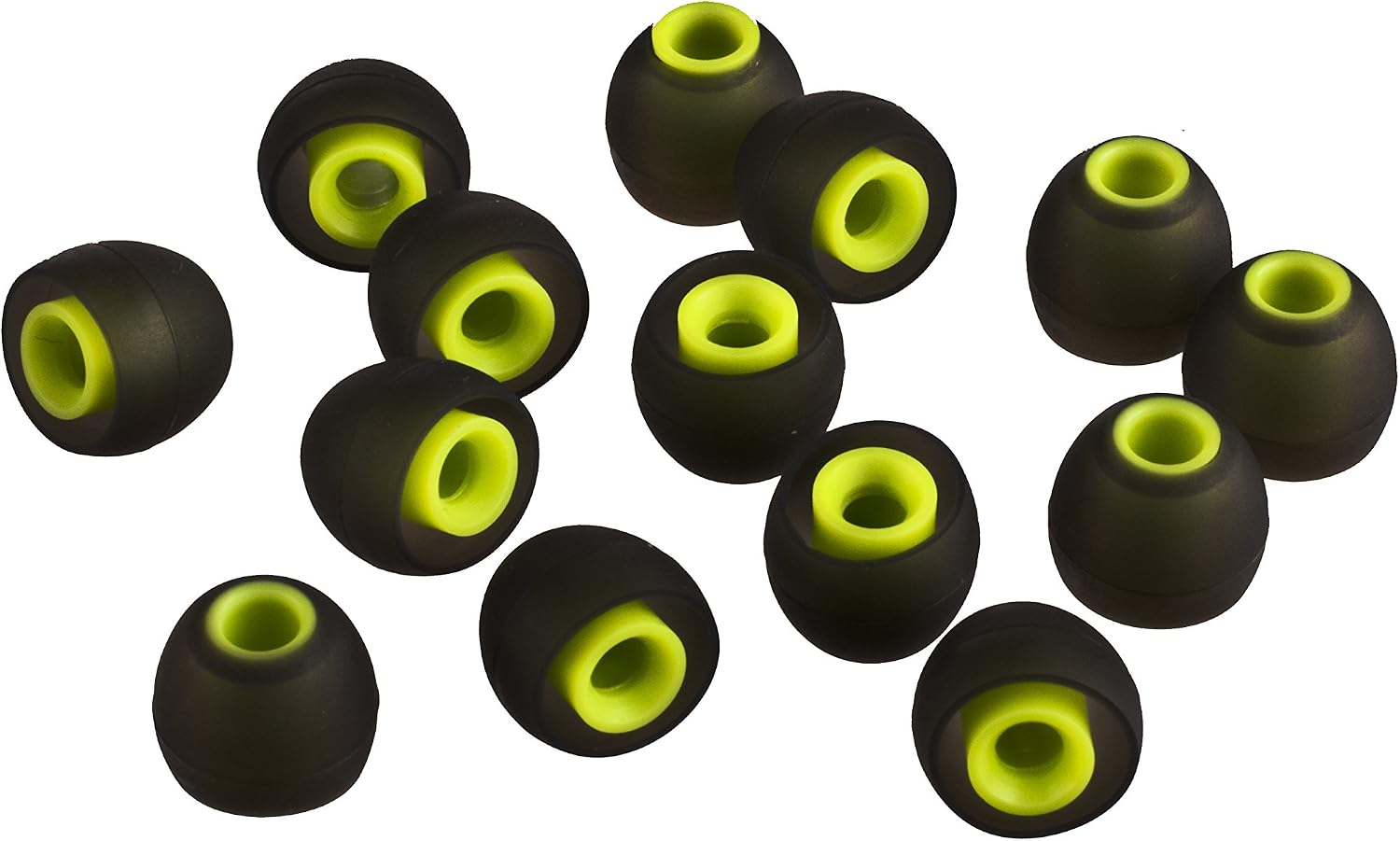 Xcessor (L 7 Pares (14 Piezas) de Silicona de Reemplazo en Los Auriculares de Oído, Auriculares de Tamaño Grande. Auriculares de Reemplazo para los Populares Auriculares Intrauditivos. Negro/Verde