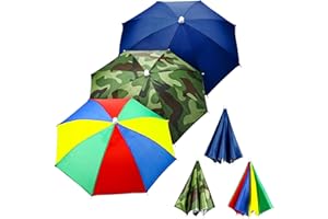 Syhood 3 Stück Regenbogen-Regenschirm-Hüte Camouflage-Angelmütze, Strandschirm, Stirnband