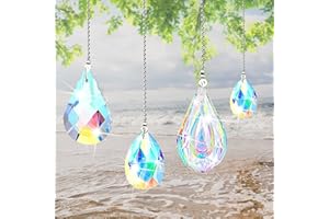 SEASBOES 4 Pezzi Appeso Arcobaleno Prisma Finestra, Acchiappasole in Cristallo Arcobaleno a forma di goccia, Ornamento di Cristallo, Decorazione da Appendere per Casa, Ufficio, Giardino Nozze