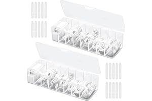 Anevios 2 Piezas Caja Organizadora de Cables con Tapa Transparente con 8 Compartimentos y 20 Bridas Cable Caja de Almacenamiento para Cable de Datos para Familia Oficina Escritorio (26×9,5×5,5cm)