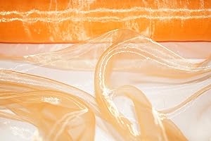 THEFABRICTRADE Premium Crystal Organza Voile Fancy Dress Costume Decorations Fabric 150cm Wide/Sold by The Metre (Orange)