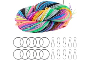 ZITFRI Scoubidou Bänder Set 200 Stück Scobie doo Bänder 20 Farben Scoobydoo Bänder zum basteln für Armbänder, Halskett, Schlüsselanhänger - 200tlg. Knüpfbänder Set mit Keychain und Haken