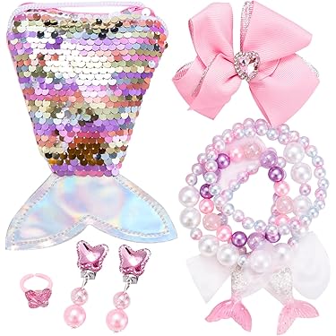 MEOWMEE Borsa Con Set Gioielli Per Bambine | 12 Pezzi Con Collana, Bracciale, Orecchini E Accessori Capelli - Foto 7