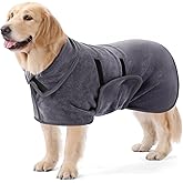PETTOM Dog Drying Coat Ultra Absorbent, Adjustable Microfiber Dog Towel Robe, Dogs Drying Robe Quick Drying, Pet Bathrobe for