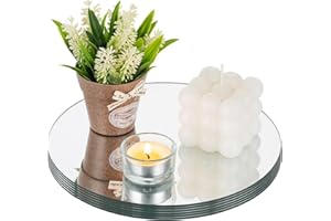‎NUPTIO NUPTIO Runder Spiegel Spiegelplatte Glas - 20 cm 6 Stück Runde Tabletts Kerzen Platten Kreis Untersetzer Hochzeitstisch Tisch Tafelaufsätze Hochzeitsdekoration Hochzeitsdeko Home Dekoration