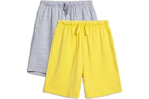 YoungSoul Conjunto de 2 pantalones cortos de jersey para niños y niñas, pantalones cortos casuales de verano