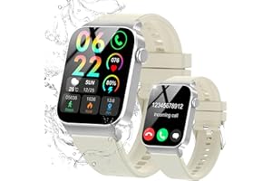 VKROBAG Reloj Inteligente Hombre Mujer, 1.85" HD Smartwatch con Llamadas Bluetooth, Monitor de Ritmo Cardíaco y Sueño, 110+ Modos Deportivos Pulsera Actividad Impermeable IP68, Blanco Lechoso