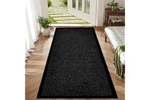 Trendy Realm Washable Rubber Runner Rug – Outdoor & Indoor Heavy Duty Non-Slip Runner Rug for Kitchen Garden, Inside & Outside Floor Mats, Waterproof and Dirt Trapper Entrance Rug (Black, 60x180 cm)
