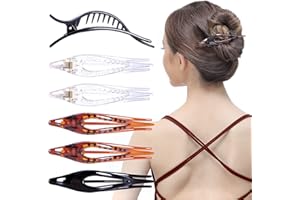 RC ROCHE ORNAMENT RC ROCHE 6 fermagli per capelli francesi con occhiello, foro per il lavoro da donna, tenuta forte, trasparente, marrone e nero