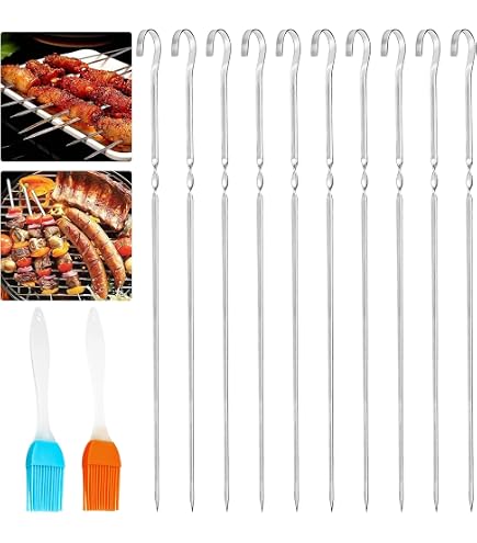Juego De 24 Pinchos De Acero Inoxidable Para Barbacoa: Largos 45 Cm, Reutilizables Y Aptos Para Lavavajillas – Perfectos Para Carnes Y Verduras
