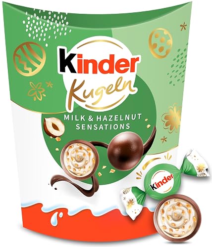 kinder Milk & Hazelnut Sensations Balls, Easter Sweets for Easter Egg Search, Full Milk Chocolate with Creamy Milk Filling & Hazelnut Pieces for Easter, Easter Chocolate, Easter Gift, 90 g