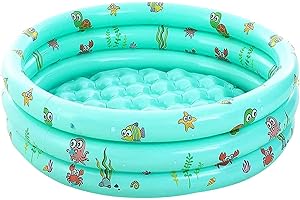 JIAHUADE Aufblasbares Planschbecken,100X40cm Swimmingpool,Aufblasbarer Pool,Schwimmbecken,Aufblasbarer Kinderpool,3 Ringen Planschbecken,Tragbare Badewanne,Aufblasbares Baby Schwimmbad