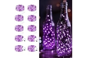 ‎MAXEE Maxee 10 Stück 2M Lila LED Lichterkette Batterie, Wasserdicht für DIY, Party, Stimmung Lichter, Weihnachtsdeko, Innen- und Außenbereich Deko, 4 Stück Quadratische + 6 Stück Flache Lichterkette