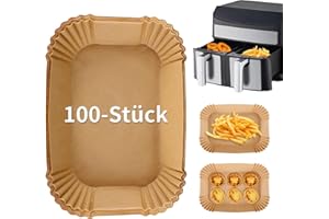 Ciusdkler 100 Stück Backpapier für Heißluftfritteuse, Rechteckig Heißluftfritteuse Zubehör, Airfryer Backpapier kompatibel mit Ninja AF300EU AF400EU
