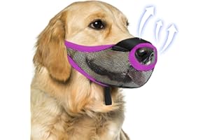 EYELEAF Museruola per Cani, Museruola Cane Taglia Grande, Impedisce di Masticare, Rosicchiare, abbaiare e Mordere, Tessuto Morbido Rete Traspirante Regolabile (Viola, XL)