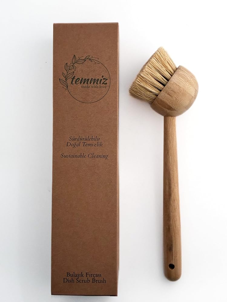 TEMMİZ BAMBU BULAŞIK FIRÇASI SİSAL LİFLİ - TEMMİZ BAMBOO DISH BRUSH WITH SISAL FIBER
