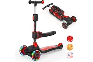 ‎BREMTOY BremToy Kinderroller mit Sitz, Tretroller mit PU Rädern, Kinder Scooter mit Höhenverstellbarem Lenker, Faltbarer Kinder Roller für Kinder 1-8 Jahren