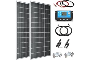 WUZECK 300W Solarpanel Kit Set 12V Monokristallines 2x150Watt Solarmodul+30A 12V/24V Solarladeregler + Solarkabel Solaranlage Wohnmobil Komplettset 12v für Batterien Häuser Balkon Wohnwagen Dach