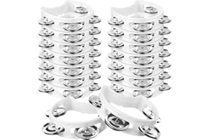 HAOWANWW 14 Pcs Half Moon Tambourine White Plastic Tambourines with Bells for Children Hand Held Baby Tambourine with 4Bells Percussion Instrument for Adult Kid Musician Singer Band Home School Party