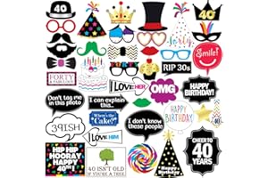 STERLING JAMES CO. 40th Birthday Photo Booth Party Props - 40 Pieces - Funny 40th Birthday Party Supplies, Decorations and Favors