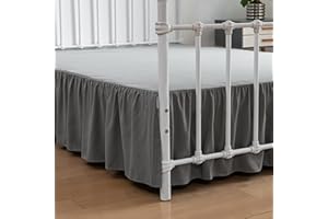 xuan dian Bed Skirt Ruffled Bed Skirt with Split Corners, 18 Inch Drop Dust Ruffle Bed Skirt with Platform, Grey,Full Size