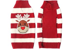 TENGZHI Pet Dog Christmas Sweater,Embroidered Reindeer Elf Clown Turtleneck Dog Ugly Sweaters christmas jumper For Small Medium Large Dogs,Knitwear Winter WarmPuppy Cat Xmas Clothes Costume