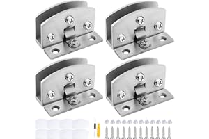 GZhaizhuan 4 bisagras de cristal, abrazadera de puerta ajustable, bisagra de puerta de cristal para 5-8 mm de grosor, con tornillos, láminas transparentes, destornillador (plata)