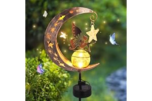 CKBUITY Solar Lights Outdoor Garden Decorative Lights, Moon Lamp Garden Lights Solar Powered Waterproof Ornaments, Vintage Metal Solar Lamps Decor, Glass Ball Solar Lights for Balcony Lawn Patio (Bronze)