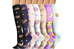 Losvcbcx 7 paires de chaussettes de compression pour hommes et femmes de 15 à 20 mm de titane sont les meilleurs articles sportifs et médicaux pour les infirmières de course, de vol et de voyage