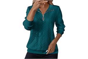 YINGUO Sweatshirts Jumpers for Women UK Jumpers Lapel Half Zip Pullover Knit Cable Ladies Sweatshirt Long Sleeve Tops Fall Winter Sweaters Warm Tunics for Office Hoodies Outfit Clothing