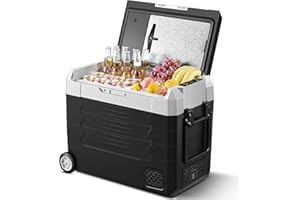 AAOBOSI glaciere a compression.glacière de voiture 55L,glacière pour le stockage des boissons et des aliments,-20 ℃,12/24 V,glacière électrique avec contrôle d'application et commande tactile LED