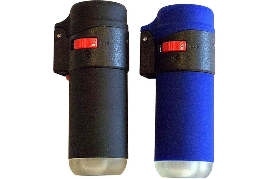 Zenga Black or Blue Refillable Electronic Rubber Lighter with Clear Bottom Flame Blocking