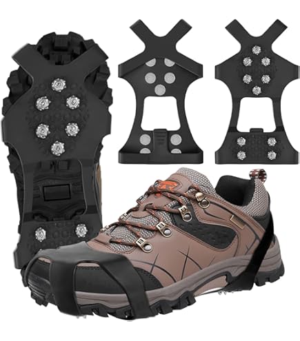 Ramponi Da Ghiaccio Antiscivolo - 10 Punte Acciaio Inox Per Trekking Invernale E Camminate Su Ghiaccio