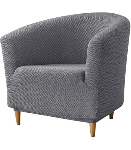 Housse De Fauteuil Cabriolet Chesterfield 1 Place - Tissu Extensible Polyester/Élasthanne - Antidérapante - Gris Foncé