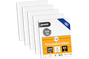perfekt line 100 plastmappar DIN-A5, plastfickor för A5-papper, transparent, texturerad, matt, syrafria, Dokumentsäkra, Made