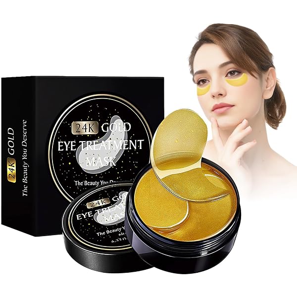 GEMERRY Gold Augenpads - 60 Stück Für Anti-Aging, Augenringe & Tränensäcke - Kühlend & Feuchtigkeitsspendend