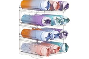 ‎GREENTAINER Greentainer Flaschenregal 4 Stücke Stapelbarer Flaschenhalter für 12 Behälter-Wein Bottle Rack aus PET, Flaschenaufbewahrung Wasserflaschenhalter für Küchen Arbeitsplatte Büro,Flaschenablage