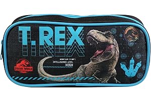 Bagtrotter Trousse Scolaire rectangulaire Jurassic World Noir T-Rex