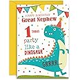 Great Nephew 1st Dinosaur Birthday Card - Medium Sized Card (A5 Size -148mm x 210mm) with Envelope