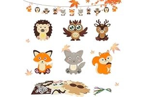 Lalieffacely 12 Stück Filz Herbst Basteln mit Kindern Herbstdeko, Bastelset Herbst Kinder mit Moosgummi Aufkleber, DIY Art Craft Festliche Geschenke für Jungen Mädchen 4 jahre (Braun)