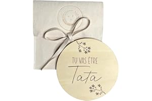 MOONBABY Annonce grossesse carte en bois Papa Mamie Papi Tata Tonton Arrière Grand-Mère Arrière Grand-Père avec pochette (Tata)