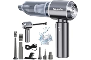 Freemiao Cordless Car Vacuum Cleaner 5-in-1 Handheld Mini Computer Vacuums 23000Pa Powerful Suction/Blowing/Inflation/Dust Removal HEPA Filter Rechargable Portable for Car, Pet Hair, Keyboard, Home