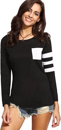 SheIn - Maglia a manica lunga - Collo a U - Maniche lunghe - Donna nero S :  Amazon.it: Abbigliamento