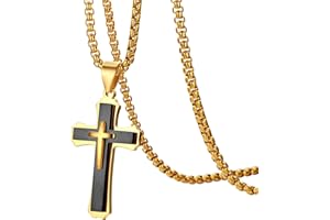 OIDEA Collana Uomo Catena acciaio inossidabile pendente Croce lucidato regalo cristiano Natale,Colore a scelta