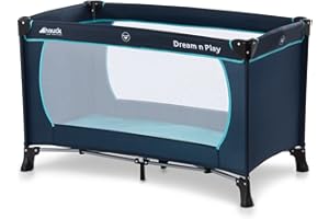 Hauck Reisebett Dream N Play 120 x 60 cm, für Babys und Kinder ab Geburt bis 15 kg, Leicht, Kompakt Faltbar, Inklusive Transporttasche und Faltboden, Navy Blau