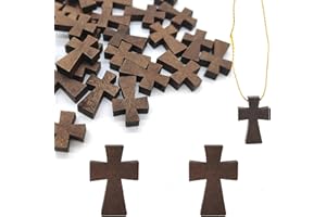 Hayaww 100 Pcs PequeñO Crucifijo De Madera, Cuentas Colgantes De Cruz De Madera Natural Colgantes De Cruz De Madera Para Manualidades De La Escuela Dominical Pascua Eid Mubarak DecoracióN De RamadáN