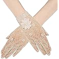BABEYOND Floral Lace Gloves Vintage Opera Gloves for Women Classic Wedding Gloves Stretchy Gloves 1920s